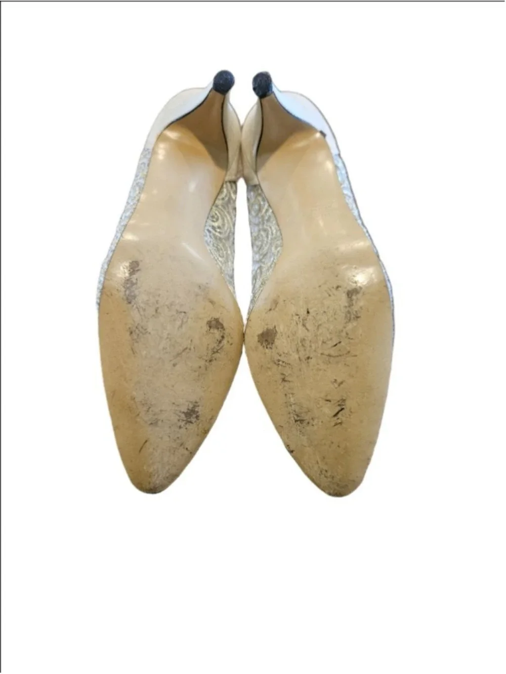Women's Life Stride VTG 60s Bridal Gold Lace Kitten Heel Pumps 8.5 AA
